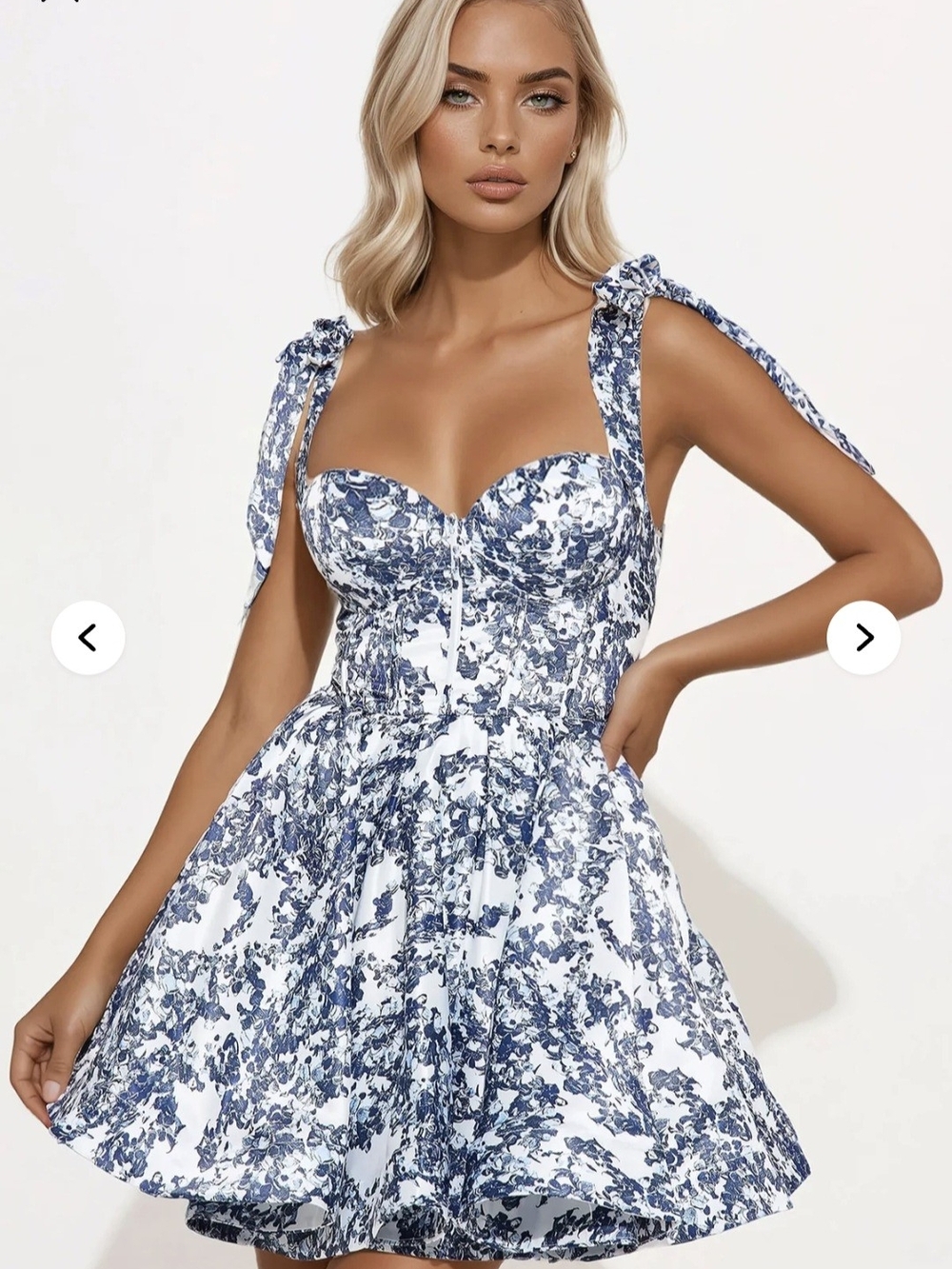 Fashion Nova Whimsical Night Corset Dress Floral Tie-Strap Mini Dress
